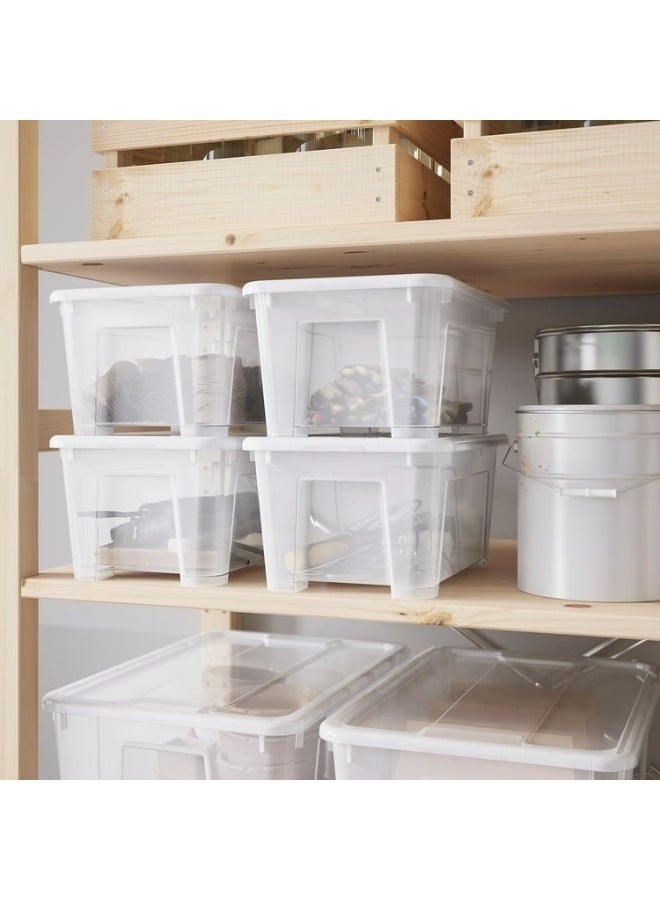 أيكيا صندوق تخزين بلاستيكي شفاف - صندوق عملي للملابس والأحذية والألعاب والكتب - تصميم قابل للتكديس، 28×19×14 سم - Image 2